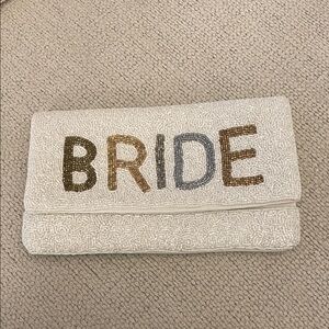 Beaded Bride Clutch with gold chain